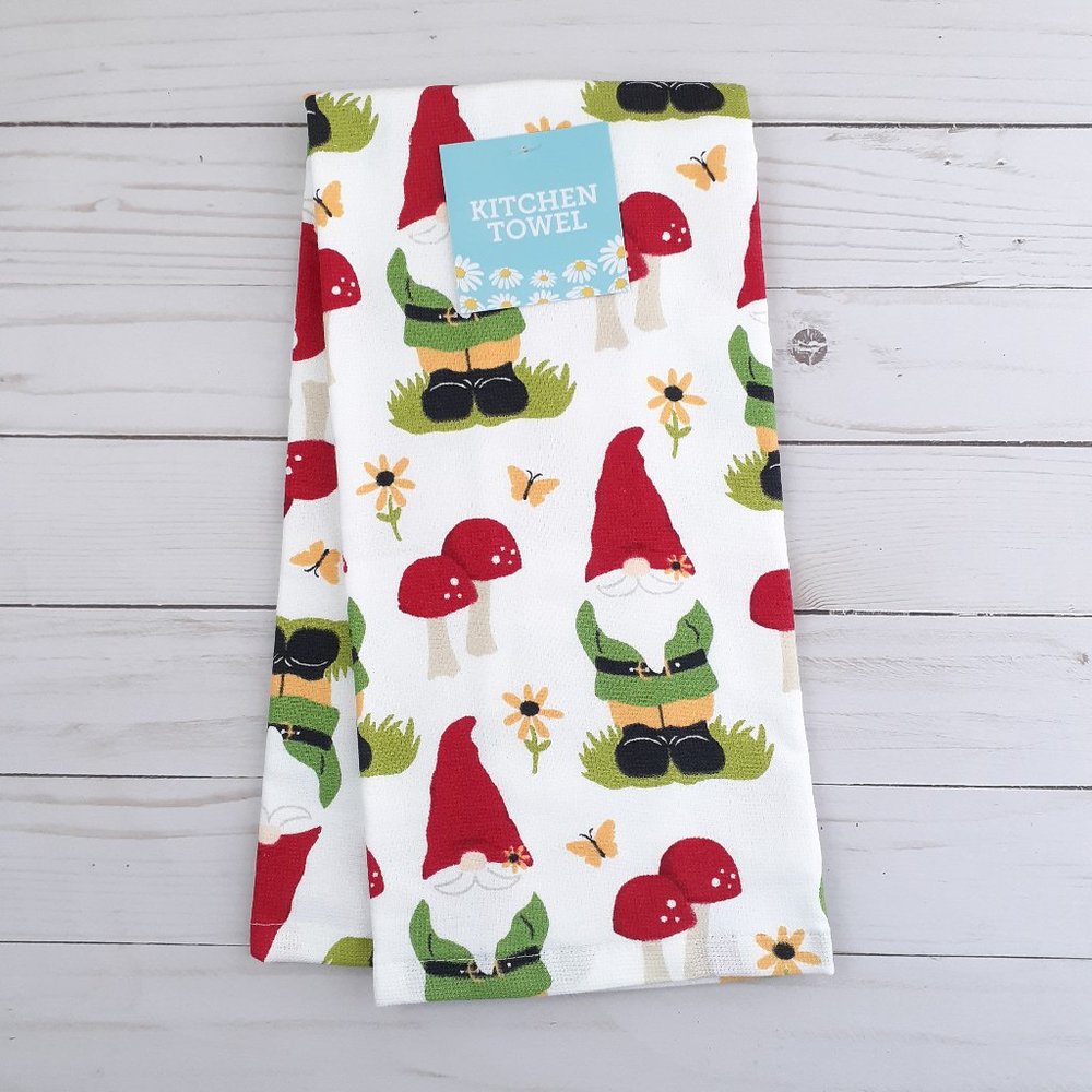 Kitchen Towel Gnomes Mushrooms Dual Purpose
